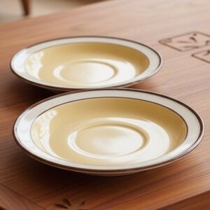 Sandalwood by Celebrity Saucers, Set of 2, Genuine Stoneware Japan, Mid-Century‎
